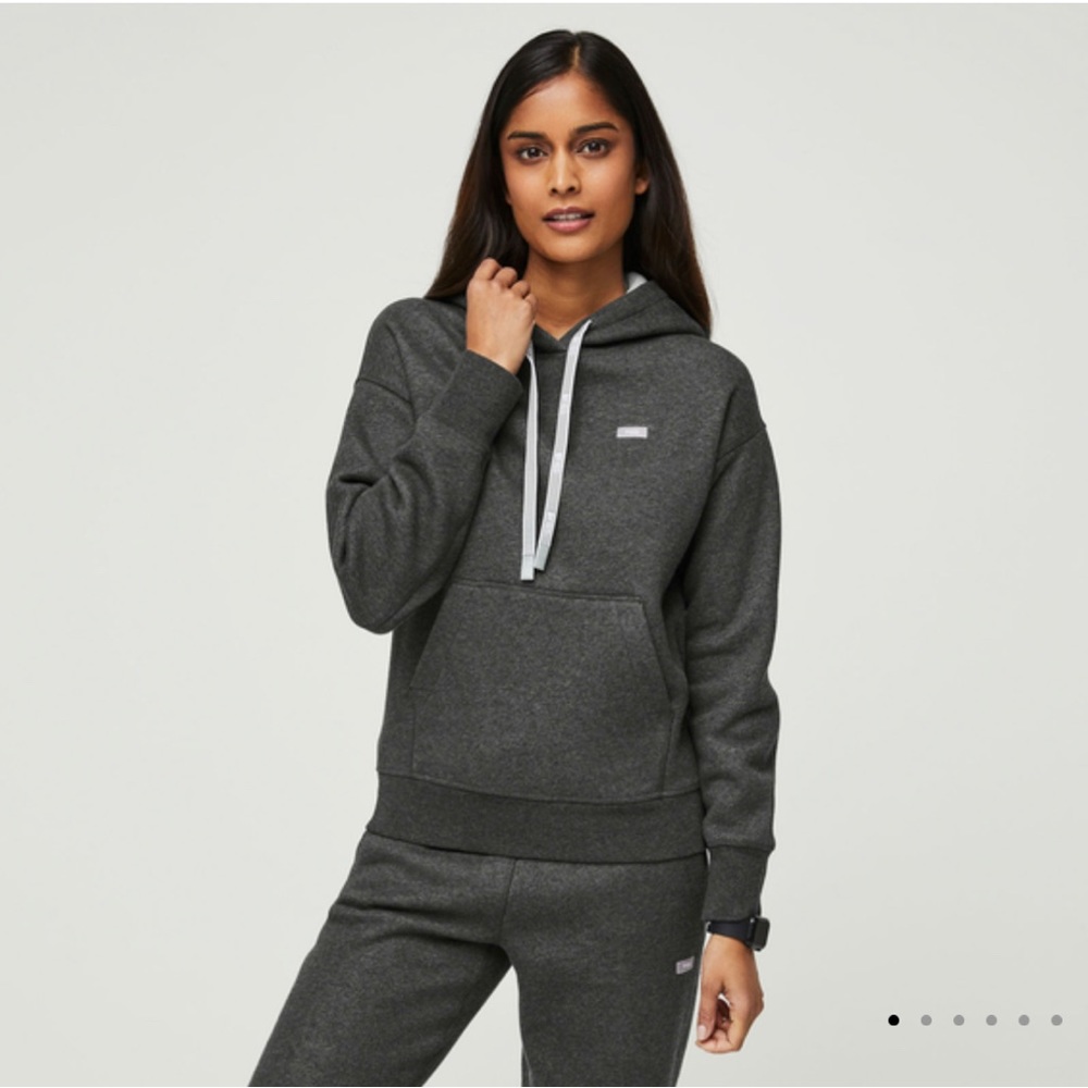FIGS Off-Shift Hoodie in Heathered Charcoal